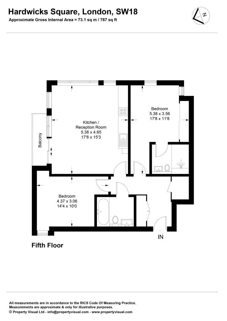 Floor Plan, Flat 39, 2 Hardwicks Square, SW18