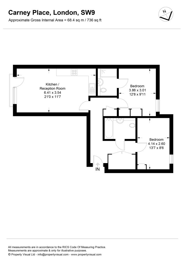 Floor plan – Flat 13, 2 Carney Place, SW9